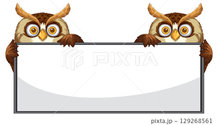 Owls Holding a Blank Sign Owls Holding a Blank Sign 129268561