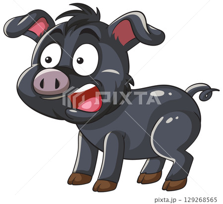 Surprised Cartoon Pig with Expressive Eyes Surprised Cartoon Pig with Expressive Eyes 129268565