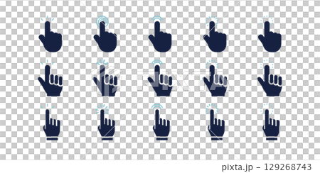 Tap/Click Finger Icon Set (Silhouette/Simple) | Vector 129268743