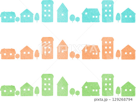 水彩で描いた街並みのイラスト 129268794