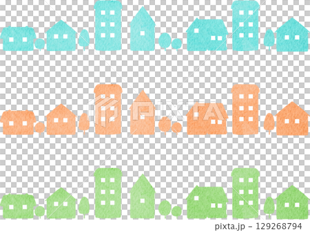 水彩で描いた街並みのイラスト 129268794