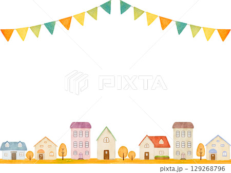 水彩で描いた街並みのイラスト 129268796