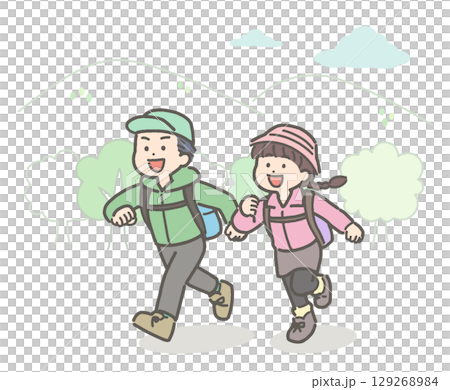 Illustration of kids hiking 129268984