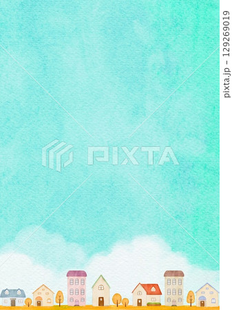 水彩で描いた街並みのイラスト 129269019