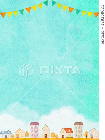 水彩で描いた街並みのイラスト 129269021