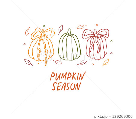 Hand drawn autumn pumpkins doodle Hand drawn autumn pumpkins doodle 129269300