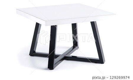 White and black table with a black frame 129269974