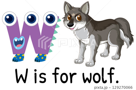 Alphabet Illustration: W is for Wolf 129270066
