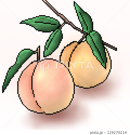 葉のついた桃のイラスト 葉のついた桃のイラスト 129270214