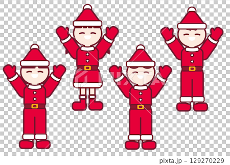 サンタコスチュームで喜ぶ子供達 129270229