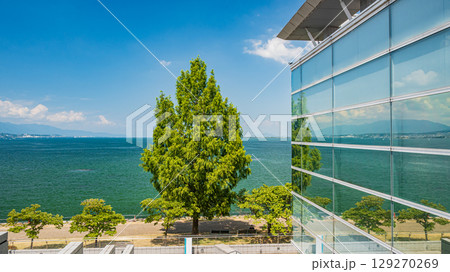 びわ湖なぎさ公園夏景色　滋賀県大津市 129270269