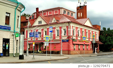 Old houses on a beautiful street in Moscow Old houses on a beautiful street in Moscow 129270471