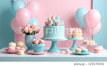 優しい色合いのスイーツたち 129270492