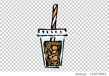 手書きカラーイラスト アイスコーヒー 手書きカラーイラスト アイスコーヒー 129270663