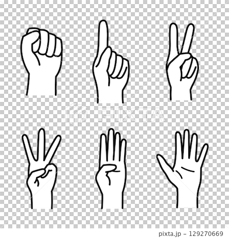 Handwritten finger numbers vector set A 129270669