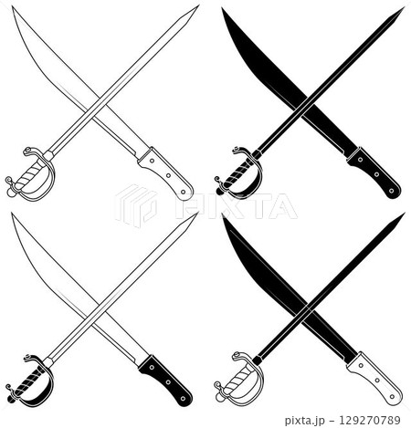 Machete and sword Cold weapon with metal blade 129270789