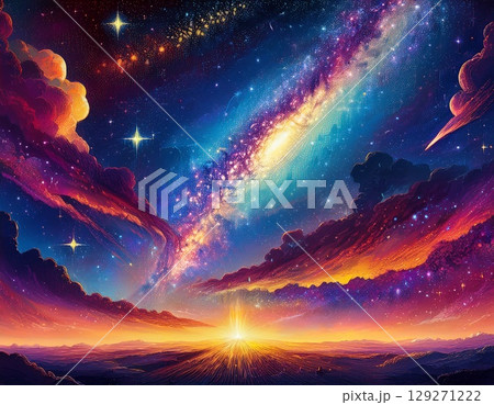 夜空に輝く星　イラスト 129271222