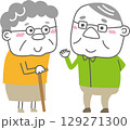 高齢者の笑顔のイラスト／優しいおじいちゃんとおばあちゃん／福祉・介護・家族・医療・教育に 129271300