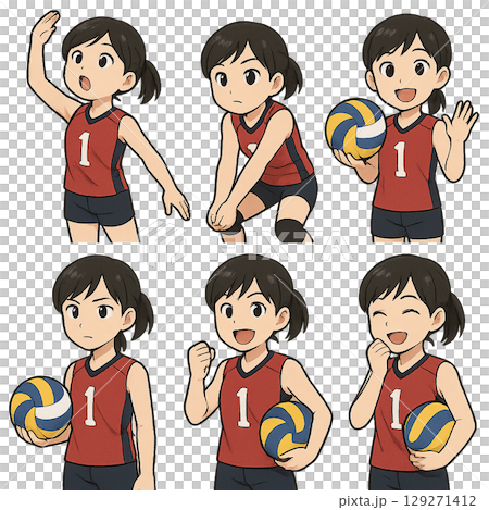 排球運動員的插圖 129271412
