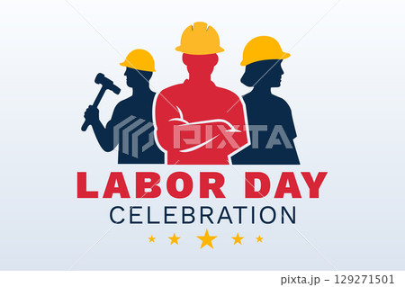 three american workers in bold labor style 129271501