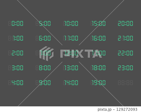 デジタル数字 時計 イラストセット デジタル数字 時計 イラストセット 129272093