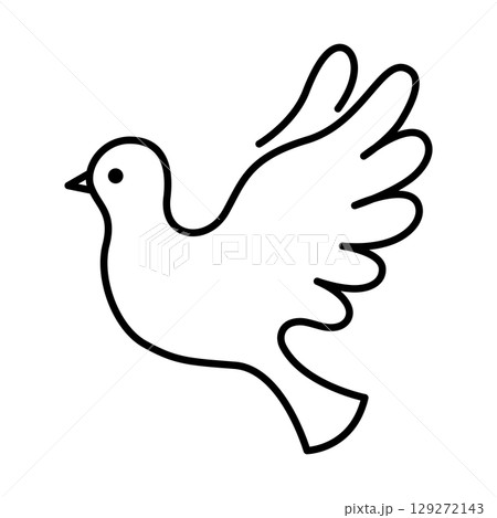 飛んでいるハトのシルエット 129272143