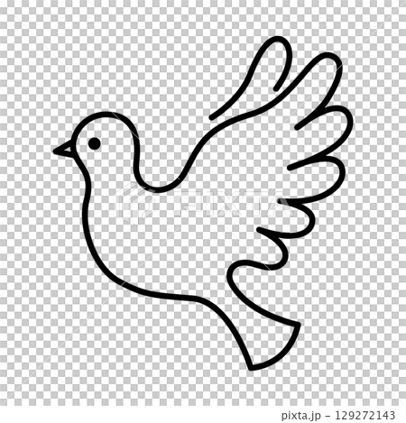 飛んでいるハトのシルエット 129272143