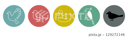 色々な鳥のアイコンセット 色々な鳥のアイコンセット 129272146