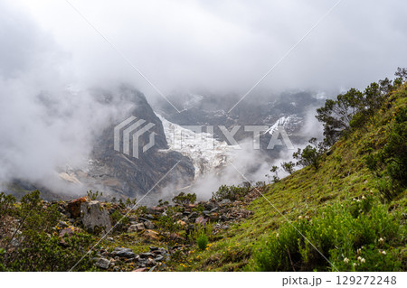 Snow-capped mountain view on the Humantay Lake trek, Peru 129272248