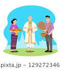 Naga ordination monkhood character set in modern style Naga ordination monkhood character set in modern style 129272346