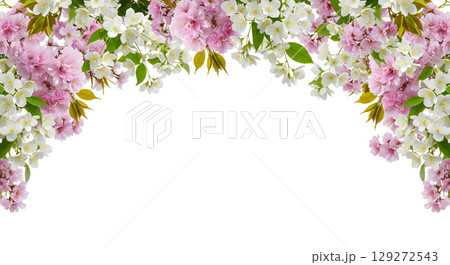 floral wreath with colorful flowers 129272543