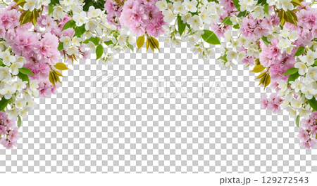 floral wreath with colorful flowers 129272543