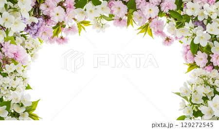 floral wreath with colorful flowers 129272545