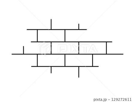 Brick wall texture. Stone blocks background. House wall hole. Old brick wall piece. Building tile surface. Rectangle blocks pattern. Design graphic element. Vintage abstract vector illustration 129272611