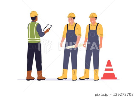 Construction Workers Team briefing Illustration 129272708