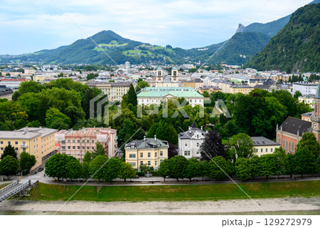 Salzach River and cityscape of Salzburg, birthplace of Mozart in Austria Salzach River and cityscape of Salzburg, birthplace of Mozart in Austria 129272979