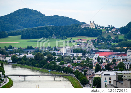 Salzach River and cityscape of Salzburg, birthplace of Mozart in Austria Salzach River and cityscape of Salzburg, birthplace of Mozart in Austria 129272982