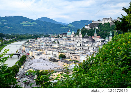 Salzach River and cityscape of Salzburg, birthplace of Mozart in Austria Salzach River and cityscape of Salzburg, birthplace of Mozart in Austria 129272986
