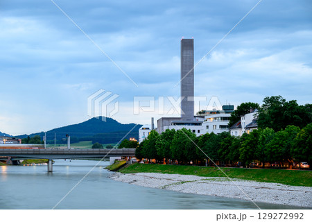 Salzach River and cityscape of Salzburg, birthplace of Mozart in Austria Salzach River and cityscape of Salzburg, birthplace of Mozart in Austria 129272992