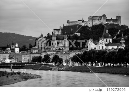 Salzach River and cityscape of Salzburg, birthplace of Mozart in Austria Salzach River and cityscape of Salzburg, birthplace of Mozart in Austria 129272993