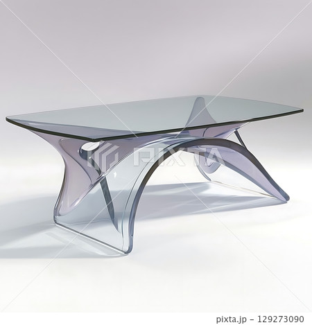Glass table with a curved design Glass table with a curved design 129273090