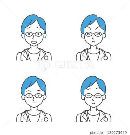 医者女性 表情4種 v2 129273439