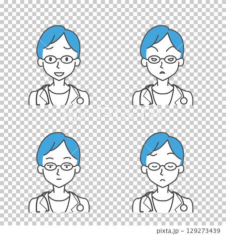 医者女性 表情4種 v2 129273439