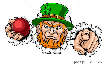 Leprechaun Celtic Irish Cricket Ball Sports Mascot 129273729