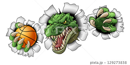 Crocodile Dinosaur Alligator Basketball Mascot 129273838