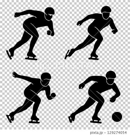 速度滑冰剪影 129274054