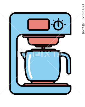 A stylish blue coffee maker sits elegantly on a clean white background, perfect for modern kitchens and coffee lovers. A stylish blue coffee maker sits elegantly on a clean white background, perfect for modern kitchens and coffee lovers. 129274121