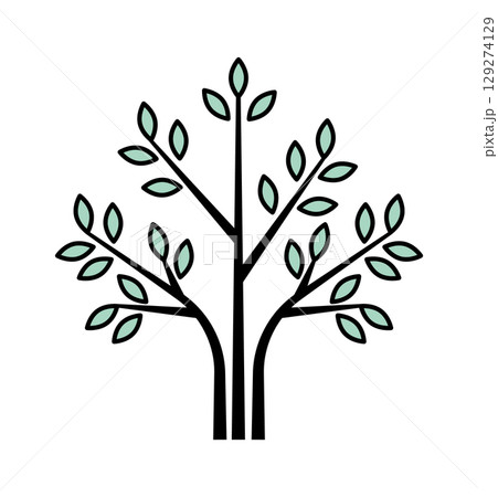 Stylized tree illustration featuring elongated branches and soft green leaves, ideal for eco-friendly designs. Stylized tree illustration featuring elongated branches and soft green leaves, ideal for eco-friendly designs. 129274129