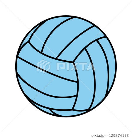 Blue volleyball with distinct stitching details, showcasing a fun and sporty design ideal for beach or indoor games. 129274158