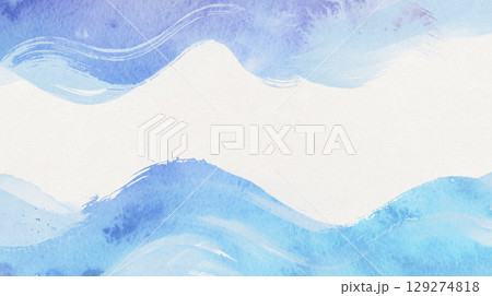 和風背景素材　毛筆で描いたような躍動感のある線 129274818